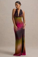 Fiorella | Ombre Print Cowl-Neck Split Maxi Dress