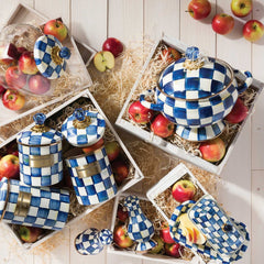 Royal Check Blue Enamel Butter Box by Mackenzie-Childs