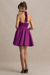 Peggy | Mulberry Halter-Neck Skater Mini Dress