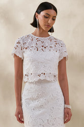 Ina | White Lace Crew-Neck Crop-Top