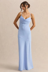 Anarelle | Powder Blue Satin Cowl-Neck Maxi Dress