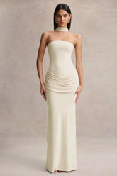 Graciella | Stone Bandeau Maxi Dress With Draped Detailing And Scarf
