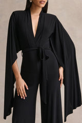 Laurina | Black Plunge-Neck Jumpsuit