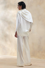 Ilena | Cream Satin Wide-Leg Trouser