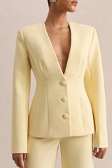Rosalina | Lemon Extreme-Plunge Neck Tailored Blazer