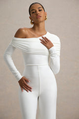 Gracious | White Jumpsuit With Asymmetric Neckline