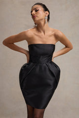 Lovebug | Black Bandeau Mini Dress With Tulip Skirt