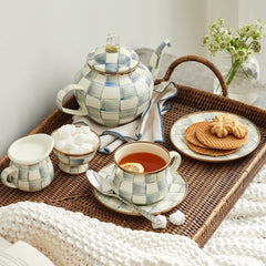 MacKenzie-Childs Sterling Check 4 Cup Teapot