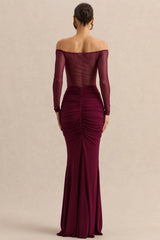 Iskra | Burgundy Extreme Ruffled Maxi Skirt